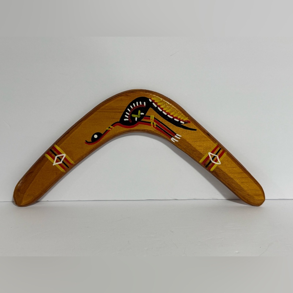 Boomerang Original Wood Hand Made In Australia 12” Long Aboriginal DesignVintage